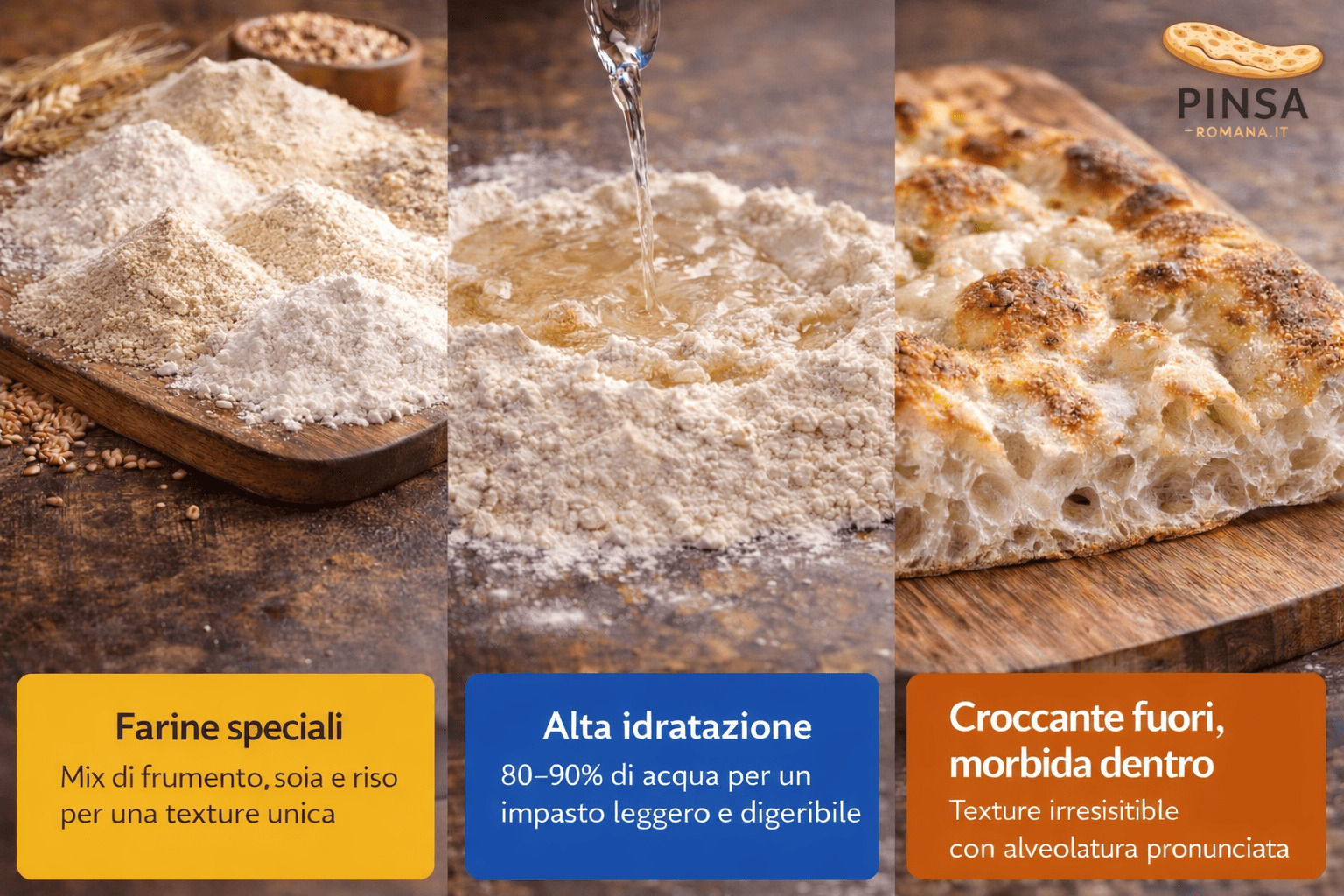 Impasto pinsa romana ad alta idratazione con bolle d'aria