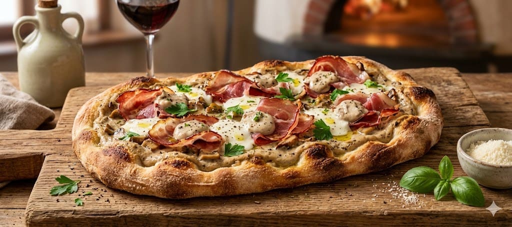 Farcitura Crema di Funghi e Speck per pinsa romana — ingredienti e preparazione